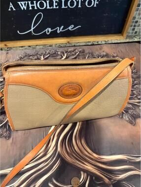 Vintage Dooney & Bourke Taupe Carmel Leather Shoulder Bag